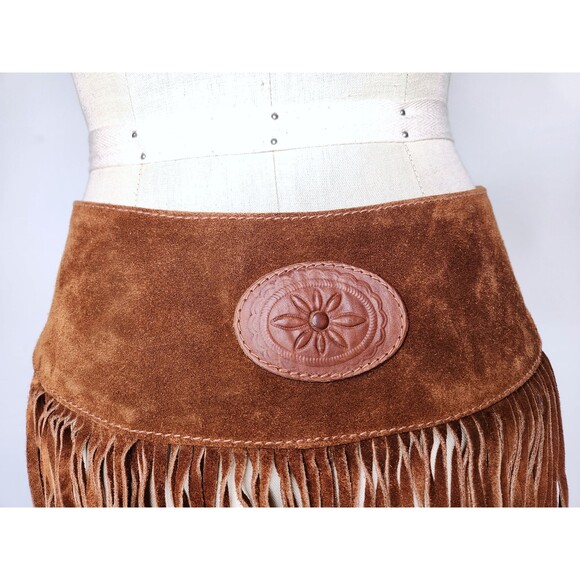 Fringed Leather Mini Skirt Festival Gypsy Tribal Warrior Gladiator Medieval S/M - Picture 4 of 10